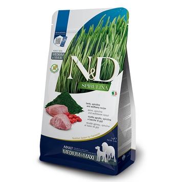 Farmina N&D SPIRULINA Сухий беззерновий корм для собак середніх і великих порід із ягням, спіруліною та ягодами годжі 2кг 177876 фото
