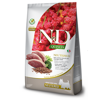 Сухой корм Farmina N&D Quinoa Duck, Brocooli & Asparagus Neutered для взрослых стерилизованых собак мелких пород, утка, киноа, брокколи и спаржа, 2,5 кг 179484 фото