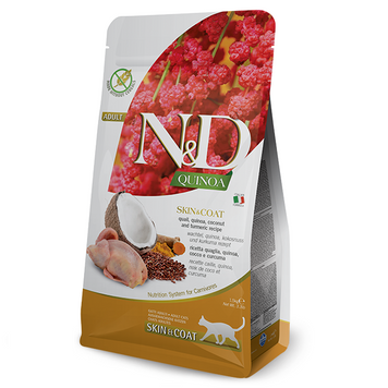 Farmina (Фарміна) N&D Grain Free Prime Cat Quinoa Skin&Coat Adult беззерновий для дорослих кішок, з перепелом, кокосом та куркумою 1.5кг 168045 фото