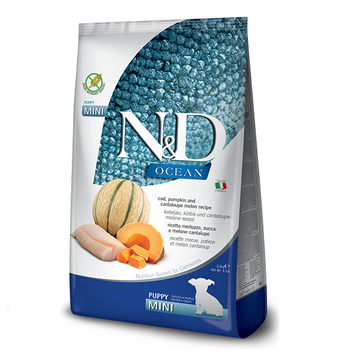 Беззерновой сухой корм Farmina N&D Grain Free OCEAN PUMPKIN для щенков мелких пород с треской и дыней 2,5 кг 173413 фото