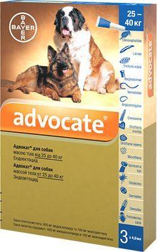 Advocate (Адвокат) капли от блох и клещей для собак весом 25-40 кг 1 уп. (3 пип.) 54174 фото