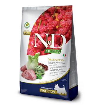 Сухой корм Farmina N&D Quinoa Dog Digestion, для собак мелких пород, при нарушении пищеварения, с ягненком и киноа, 2.5 кг 183676 фото