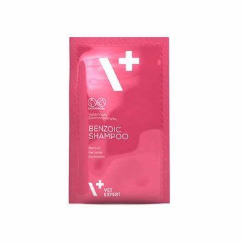 Vet Expert Benzoic Shampoo Антибактериальный противогрибковый шампунь для кошек и собак с жирной кожей, саше 20х15мл 1 шт. 200357 фото