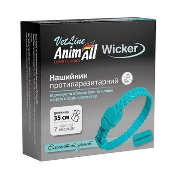 Ошейник AnimAll VetLine Wicker для кошек и собак, противопаразитарный, изумрудный, 35 см 167556 фото