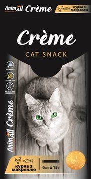 AnimAll Сr&egrave;me Лакомство для кошек со вкусом курицы с макрелью 15 г х 6 шт 176409 фото