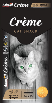 AnimAll Сr&egrave;me Лакомство для кошек со вкусом курицы с тунцом 15 г х 6 шт 176406 фото