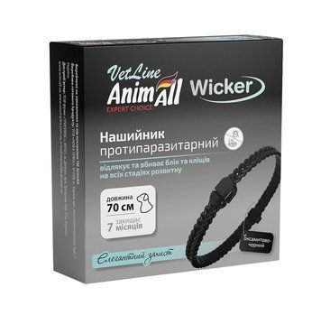 AnimAll VetLine (ЭнимАлл ВетЛайн) Wicker ошейник противопаразитарный Викер для собак и котов от блох и клещей (черный) 70 см 167557 фото