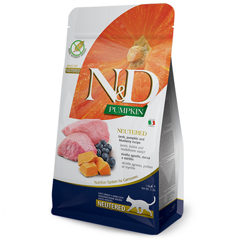Сухой корм Farmina (Фармина) N&D Grain Free PUMPKIN для стерилизованных кошек с тыквой, ягненком и черникой 1,5 кг 180822 фото