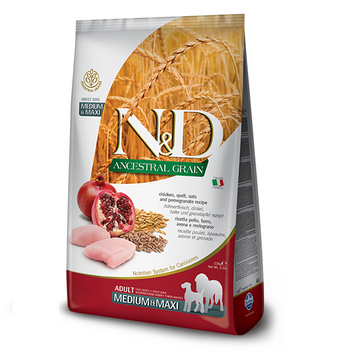 Сухий корм Farmina (Фарміна) N & D Low Grain Dog Chicken & Pomegranate Adult Medium & Maxi для дорослих собак середніх і великих порід з куркою 2,5 кг (036230) 156381 фото