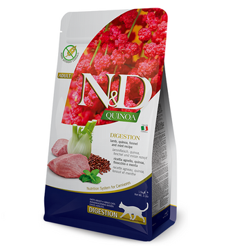Сухой диетический корм Farmina N&D Quinoa Digestion ADULT для кошек, рекомендованный при нарушениях пищеварения с ягненком и киноа, 1,5 кг 179969 фото