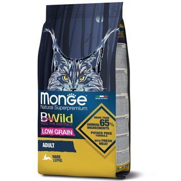 Monge Cat Bwild Low Grain Низкозерновой корм для взрослых кошек (заяц) 1,5 кг 70012003 фото