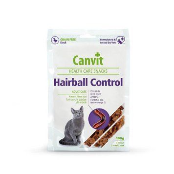 CANVIT Hairball Control Напіввологі ласощі для виведення грудок шерсті у котів (з качкою) 100 г can514083 фото