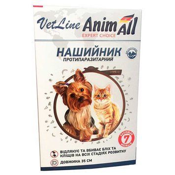 AnimAll VetLine Противопаразитарный ошейник для собак и котов от блох и клещей, 35 см коричневый 60885 фото