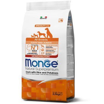 Monge Dog All breeds Puppy & Junior утка с рисом 2.5 кг 70011037 фото