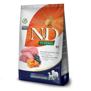 Сухий корм Farmina (Фарміна) N & D Grain Free Pumpkin Dog Lamb & Blueberry Adult Medium & Maxi беззерновий для собак середніх і великих порід порід 12 кг 156358 фото