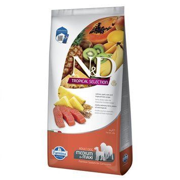 Сухий корм Farmina (Фарміна) N&D TROPICAL SELECTION SALMON ADULT MEDIUM & MAXI з лососем та тропічними фруктами, 10 кг 183872 фото