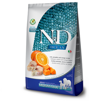 Беззерновой сухой корм Farmina N&D Grain Free OCEAN PUMPKIN для собак средних и больших пород с треской и апельсином 12 кг 178968 фото