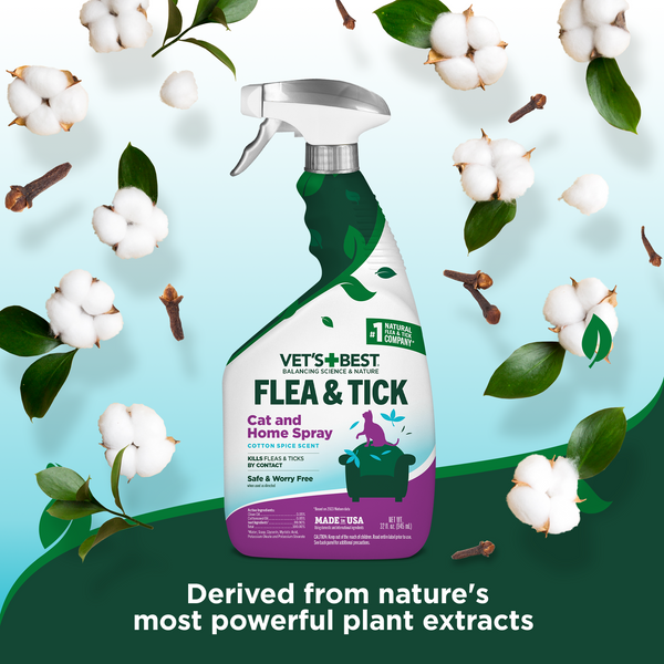 VET`S BEST Flea & Tick Cat and Home Spray Універсальний спрей від комах для котів та дому (з ароматом бавовни і спецій) 945 мл vb00132 фото