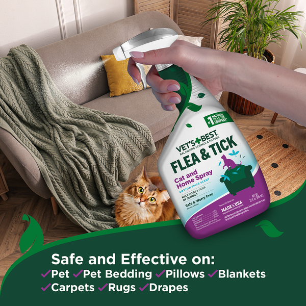 VET`S BEST Flea & Tick Cat and Home Spray Універсальний спрей від комах для котів та дому (з ароматом бавовни і спецій) 945 мл vb00132 фото